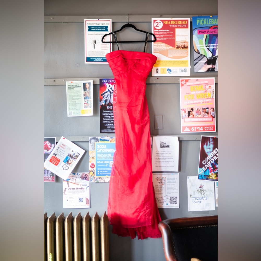 Vintage red dress with dramatic back
